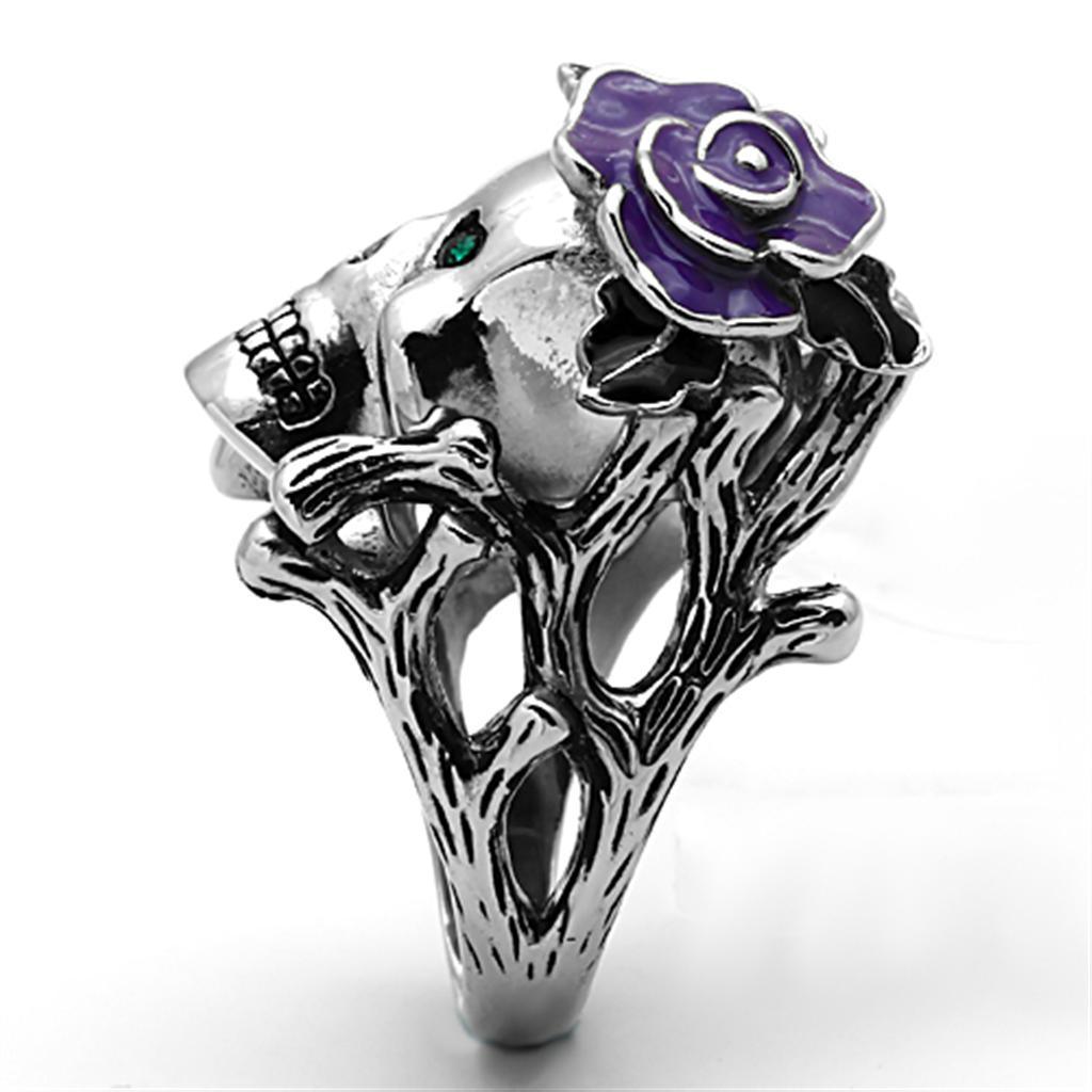 Rings for Womens High polished (no plating) Stainless Steel Ring with Top Grade Crystal in Emerald TK1122 - Jewelry Store by Erik Rayo