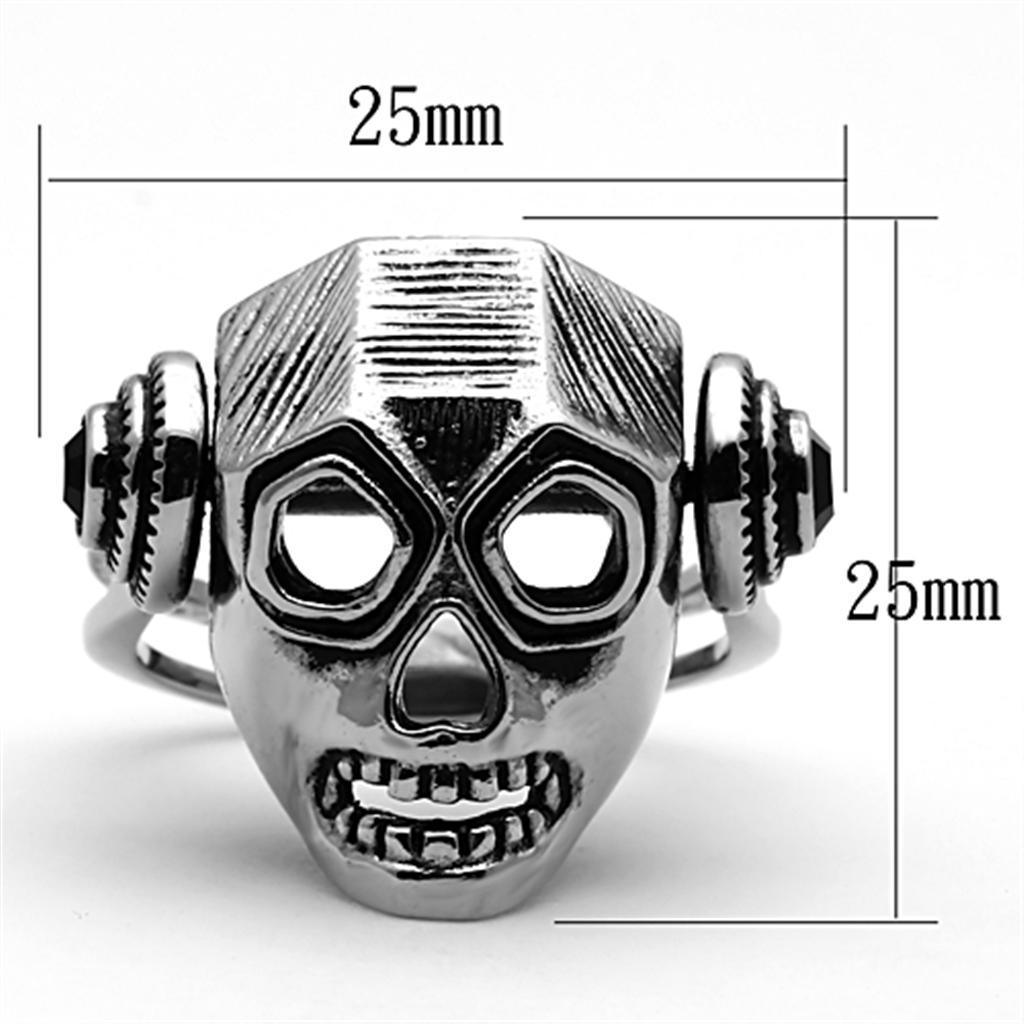 Rings for Womens High polished (no plating) Stainless Steel Ring with Top Grade Crystal in Jet TK1115 - Jewelry Store by Erik Rayo