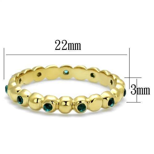 Womens Rings IP Gold (Ion Plating) 316L Stainless Steel Ring with Glass in Montana TK3086 - Jewelry Store by Erik Rayo