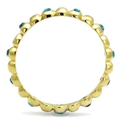 Womens Rings IP Gold (Ion Plating) 316L Stainless Steel Ring with Glass in Montana TK3086 - Jewelry Store by Erik Rayo