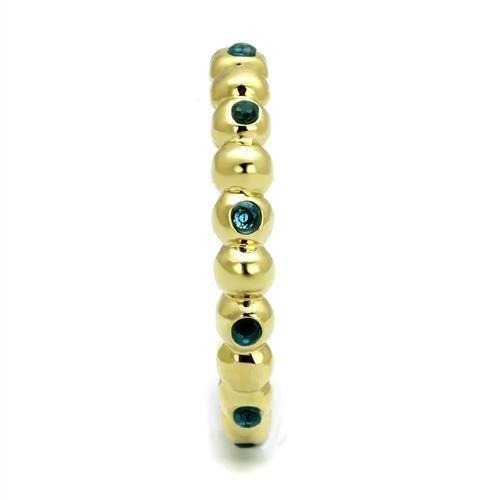 Womens Rings IP Gold (Ion Plating) 316L Stainless Steel Ring with Glass in Montana TK3086 - Jewelry Store by Erik Rayo