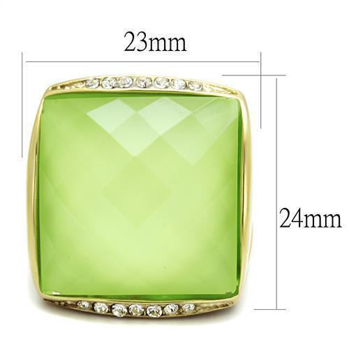 Womens Rings IP Gold(Ion Plating) 316L Stainless Steel Ring with Stone in Light Green color TK2661 - Jewelry Store by Erik Rayo