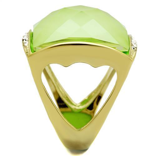 Womens Rings IP Gold(Ion Plating) 316L Stainless Steel Ring with Stone in Light Green color TK2661 - Jewelry Store by Erik Rayo