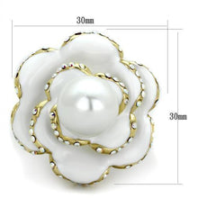 Load image into Gallery viewer, Womens Rings IP Gold(Ion Plating) 316L Stainless Steel Ring with Synthetic Pearl in White TK1847 - Jewelry Store by Erik Rayo
