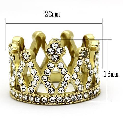 Womens Rings IP Gold(Ion Plating) 316L Stainless Steel Ring with Top Grade Crystal in Clear Julia TK1109 - Jewelry Store by Erik Rayo