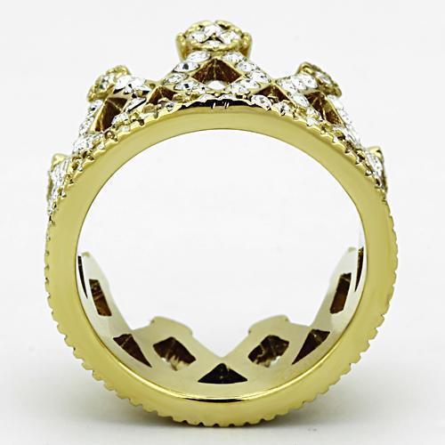 Womens Rings IP Gold(Ion Plating) 316L Stainless Steel Ring with Top Grade Crystal in Clear Julia TK1109 - Jewelry Store by Erik Rayo