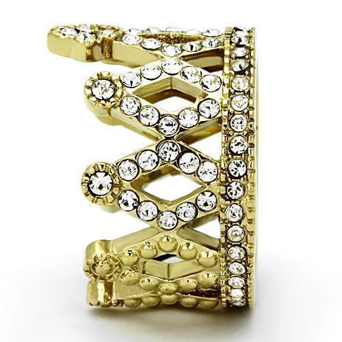 Womens Rings IP Gold(Ion Plating) 316L Stainless Steel Ring with Top Grade Crystal in Clear Julia TK1109 - Jewelry Store by Erik Rayo