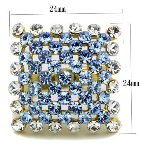 Womens Rings IP Gold(Ion Plating) 316L Stainless Steel Ring with Top Grade Crystal in Light Sapphire TK1643 - Jewelry Store by Erik Rayo