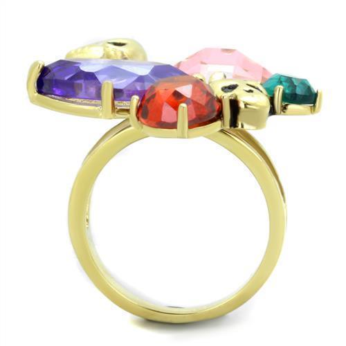 Rings for Womens IP Gold(Ion Plating) Stainless Steel Ring with AAA Grade CZ in Multi Color TK1888 - Jewelry Store by Erik Rayo