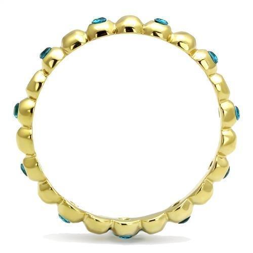 Rings for Womens IP Gold (Ion Plating) Stainless Steel Ring with Glass in Montana TK3086 - Jewelry Store by Erik Rayo