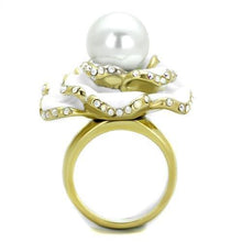 Load image into Gallery viewer, Womens Rings IP Gold(Ion Plating) Stainless Steel Ring with Synthetic Pearl in White TK1847 - Jewelry Store by Erik Rayo
