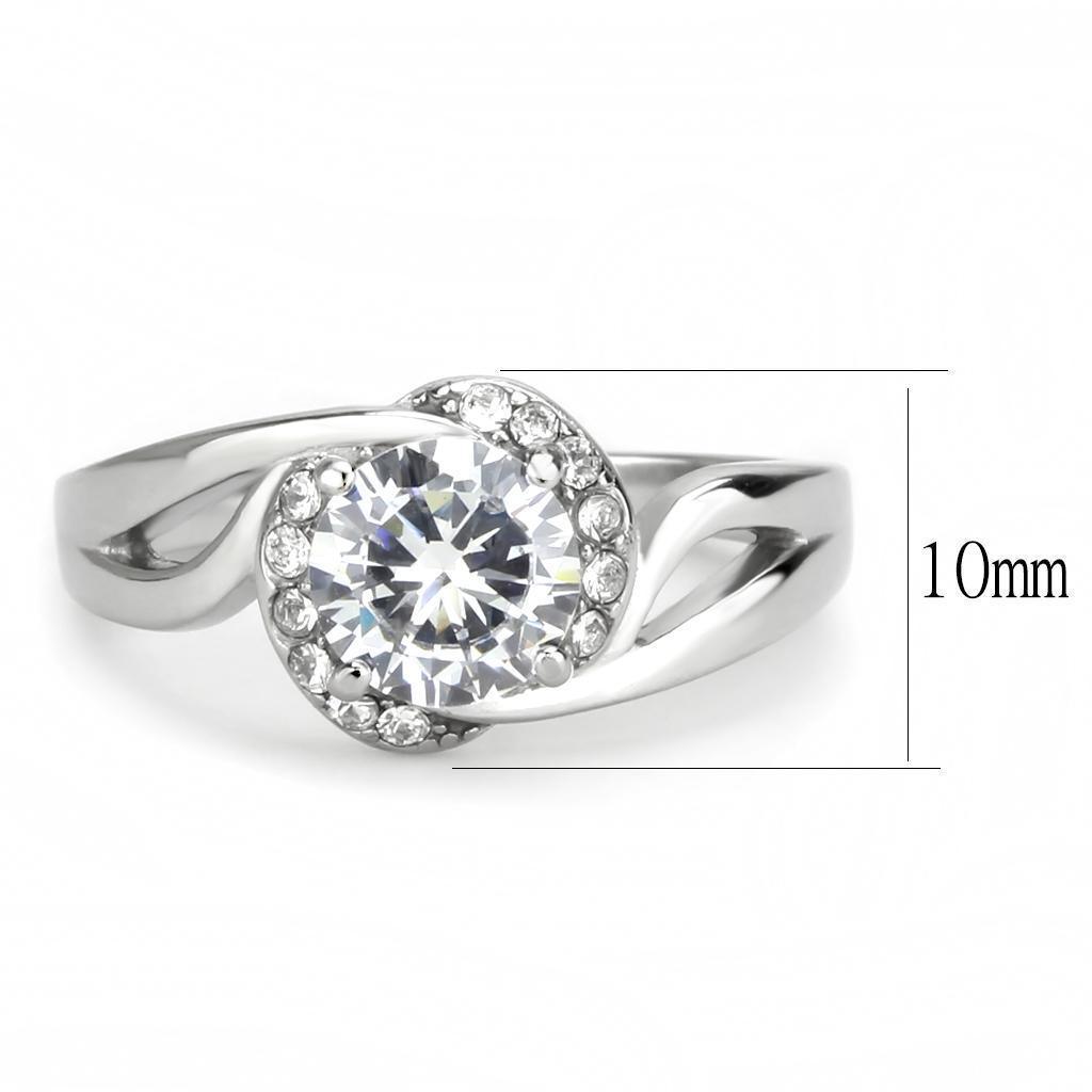 Rings for Womens Round Cut Silver Stainless Steel Ring with AAA Grade CZ in Clear - Jewelry Store by Erik Rayo