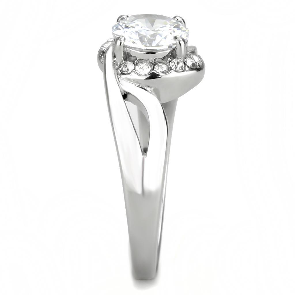 Rings for Womens Round Cut Silver Stainless Steel Ring with AAA Grade CZ in Clear - Jewelry Store by Erik Rayo