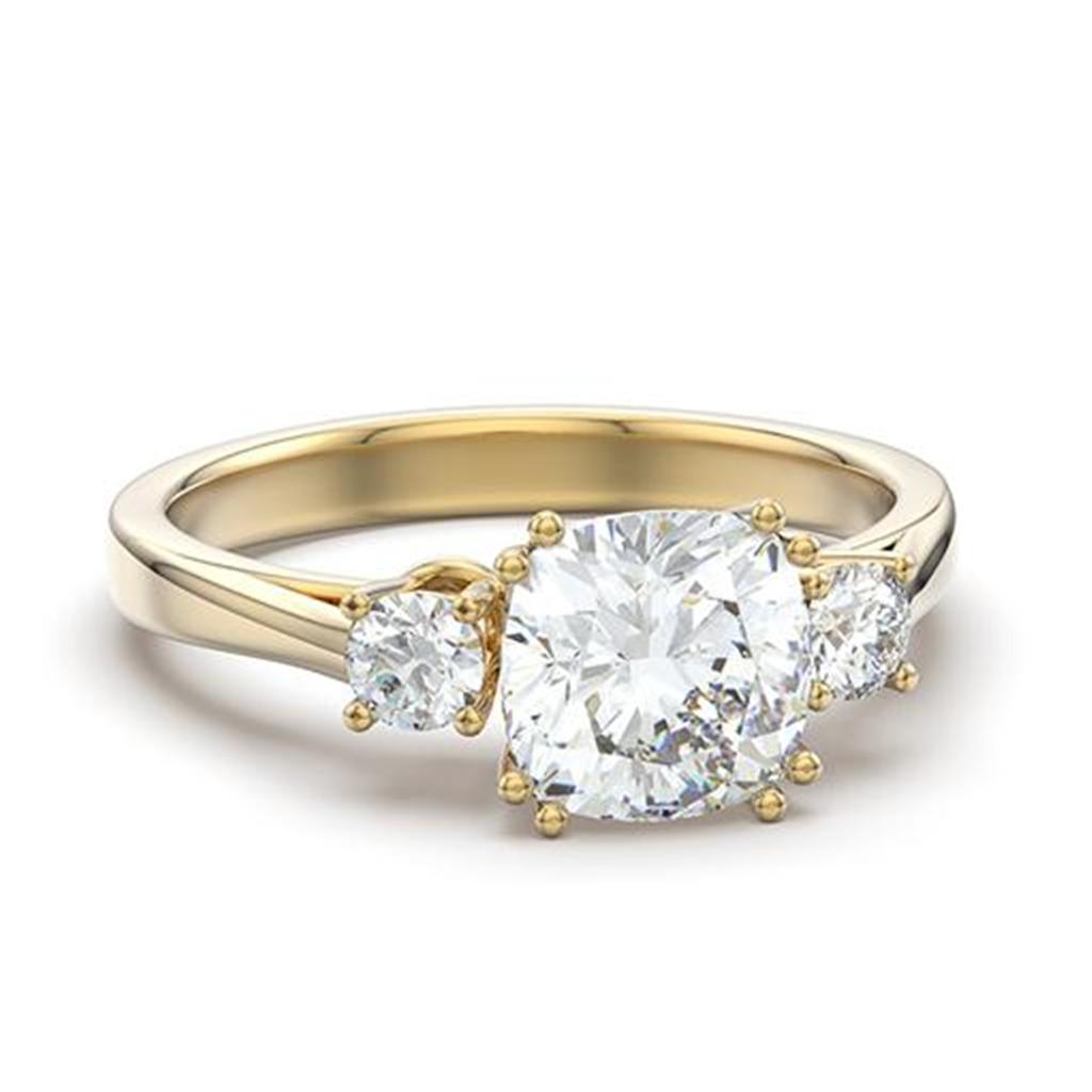 Rings for Womens Round Gold Stainless Steel Ring with AAA Grade CZ Diamond in Clear - Jewelry Store by Erik Rayo