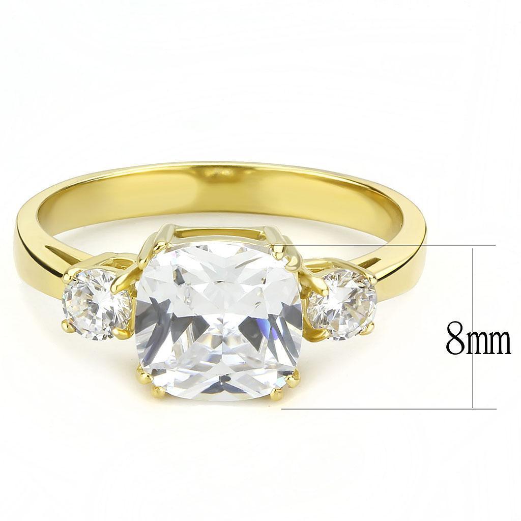 Rings for Womens Round Gold Stainless Steel Ring with AAA Grade CZ Diamond in Clear - Jewelry Store by Erik Rayo