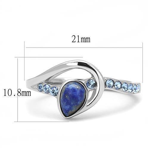 Rings for Womens Silver Blue Stainless Steel Ring with Semi-Precious Snowflake Obsidian in Montana - Jewelry Store by Erik Rayo
