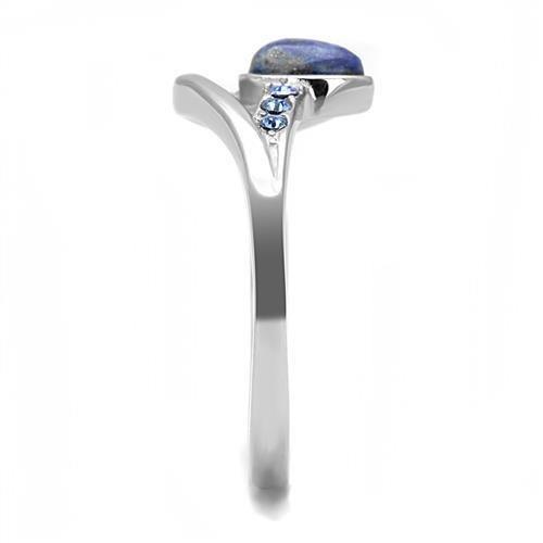 Rings for Womens Silver Blue Stainless Steel Ring with Semi-Precious Snowflake Obsidian in Montana - Jewelry Store by Erik Rayo