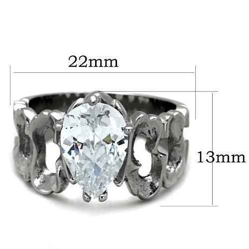 Rings for Womens Silver Design Stainless Steel Ring with AAA Grade CZ in Clear - Jewelry Store by Erik Rayo