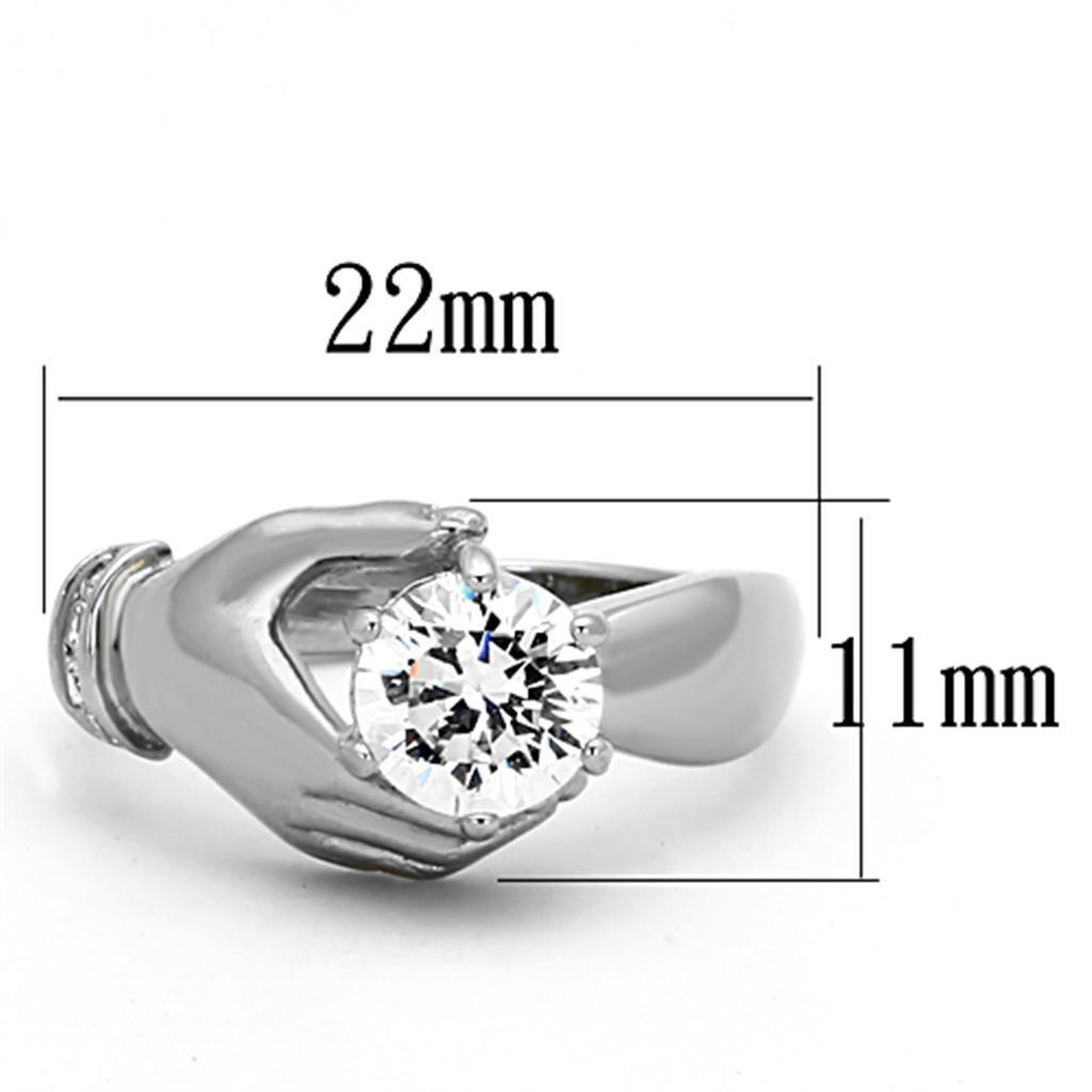Rings for Womens Silver Hand Diamond Stainless Steel Ring with AAA Grade CZ in Clear - Jewelry Store by Erik Rayo