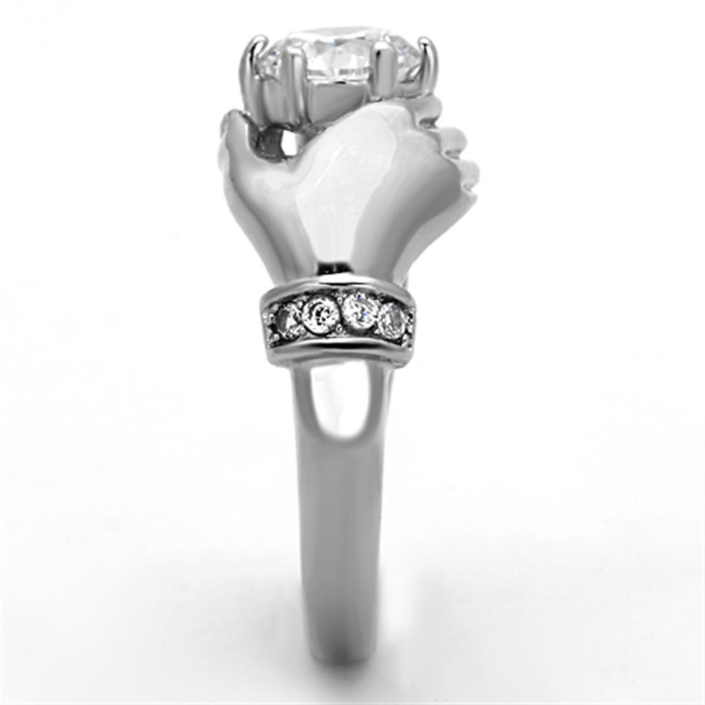 Rings for Womens Silver Hand Diamond Stainless Steel Ring with AAA Grade CZ in Clear - Jewelry Store by Erik Rayo