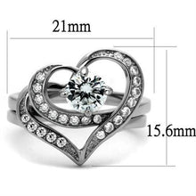 Load image into Gallery viewer, Womens Rings Silver Heart Round Cut Stainless Steel Ring with AAA Grade CZ in Clear - Jewelry Store by Erik Rayo
