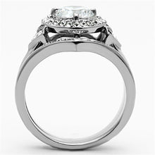 Load image into Gallery viewer, Womens Rings Silver Heart Two in One Stainless Steel Ring with AAA Grade CZ in Clear - Jewelry Store by Erik Rayo
