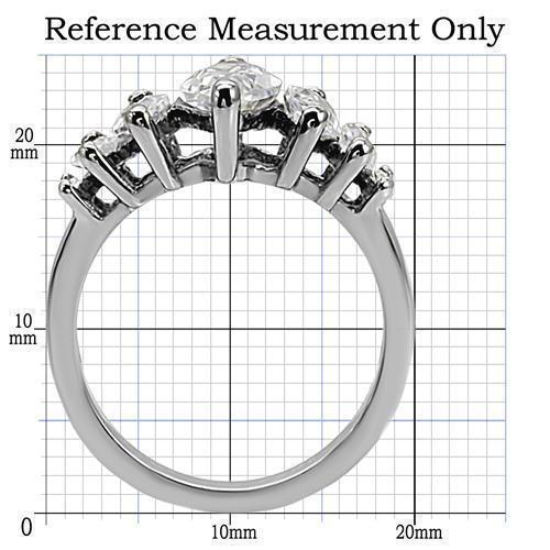 Rings for Womens Silver Marquise Stainless Steel Ring with AAA Grade CZ in Clear - Jewelry Store by Erik Rayo