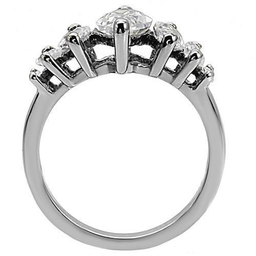 Rings for Womens Silver Marquise Stainless Steel Ring with AAA Grade CZ in Clear - Jewelry Store by Erik Rayo
