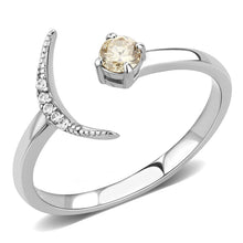 Load image into Gallery viewer, Womens Rings Silver Moon North Star Stainless Steel Ring with AAA Grade CZ in Champagne - Jewelry Store by Erik Rayo
