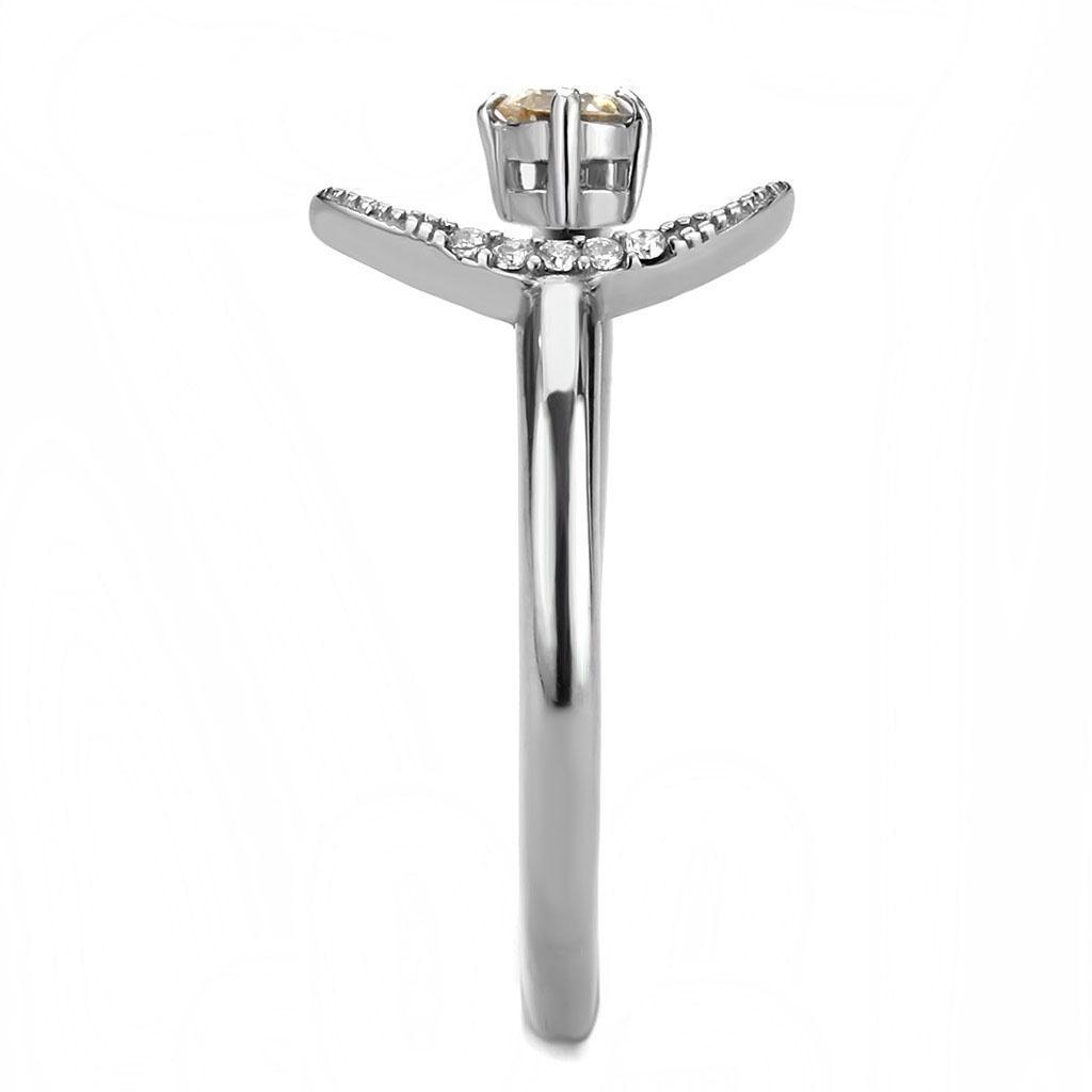 Rings for Womens Silver Moon North Star Stainless Steel Ring with AAA Grade CZ in Champagne - Jewelry Store by Erik Rayo