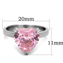 Load image into Gallery viewer, Womens Rings Silver Pink Heart Stainless Steel Ring with AAA Grade CZ in Rose - Jewelry Store by Erik Rayo
