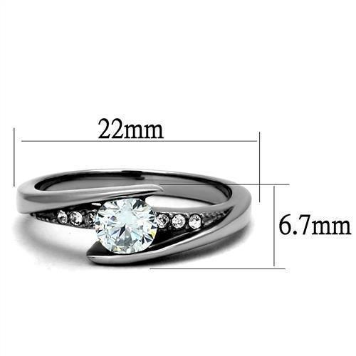 Rings for Womens Silver Round Channel Stainless Steel Ring with AAA Grade CZ in Clear - Jewelry Store by Erik Rayo