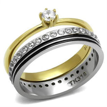 Load image into Gallery viewer, Womens Rings Two-Tone IP Gold (Ion Plating) 316L Stainless Steel Ring with AAA Grade CZ in Clear TK3108 - Jewelry Store by Erik Rayo
