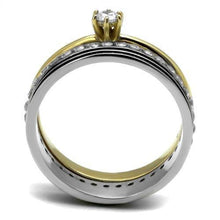 Load image into Gallery viewer, Womens Rings Two-Tone IP Gold (Ion Plating) 316L Stainless Steel Ring with AAA Grade CZ in Clear TK3108 - Jewelry Store by Erik Rayo
