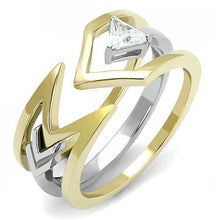 Load image into Gallery viewer, Womens Rings Two-Tone IP Gold (Ion Plating) 316L Stainless Steel Ring with AAA Grade CZ in Clear TK3183 - Jewelry Store by Erik Rayo
