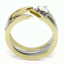 Load image into Gallery viewer, Womens Rings Two-Tone IP Gold (Ion Plating) 316L Stainless Steel Ring with AAA Grade CZ in Clear TK3183 - Jewelry Store by Erik Rayo
