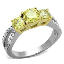 Load image into Gallery viewer, Womens Rings Two-Tone IP Gold (Ion Plating) 316L Stainless Steel Ring with AAA Grade CZ in Topaz TK1795 - Jewelry Store by Erik Rayo
