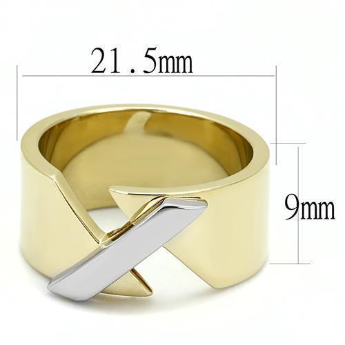 Womens Rings Two-Tone IP Gold (Ion Plating) 316L Stainless Steel Ring with No Stone TK3184 - Jewelry Store by Erik Rayo