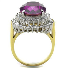 Load image into Gallery viewer, Womens Rings Two-Tone IP Gold (Ion Plating) 316L Stainless Steel Ring with Top Grade Crystal in Amethyst TK1892 - Jewelry Store by Erik Rayo
