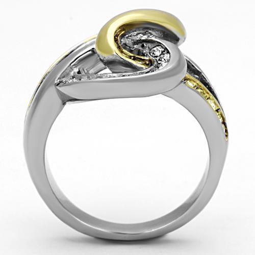 Womens Rings Two-Tone IP Gold (Ion Plating) 316L Stainless Steel Ring with Top Grade Crystal in Citrine Yellow TK1094 - Jewelry Store by Erik Rayo