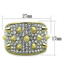 Load image into Gallery viewer, Womens Rings Two-Tone IP Gold (Ion Plating) 316L Stainless Steel Ring with Top Grade Crystal in Clear TK1697 - Jewelry Store by Erik Rayo
