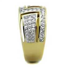 Load image into Gallery viewer, Womens Rings Two-Tone IP Gold (Ion Plating) 316L Stainless Steel Ring with Top Grade Crystal in Clear TK1845 - Jewelry Store by Erik Rayo
