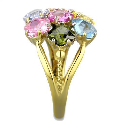 Rings for Womens Two-Tone IP Gold (Ion Plating) Stainless Steel Ring with Assorted in Multi Color TK1791 - Jewelry Store by Erik Rayo