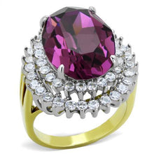 Load image into Gallery viewer, Womens Rings Two-Tone IP Gold (Ion Plating) Stainless Steel Ring with Top Grade Crystal in Amethyst TK1892 - Jewelry Store by Erik Rayo
