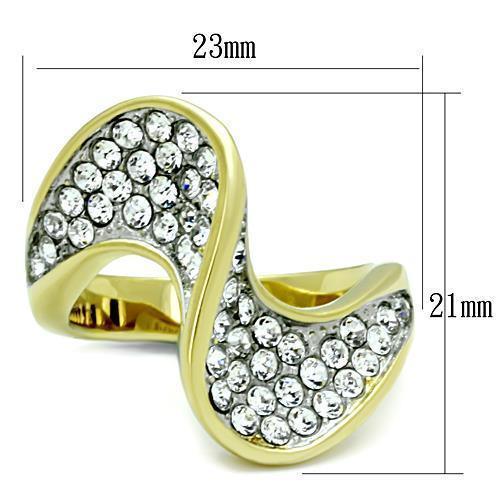 Rings for Womens Two-Tone IP Gold (Ion Plating) Stainless Steel Ring with Top Grade Crystal in Clear TK1549 - Jewelry Store by Erik Rayo