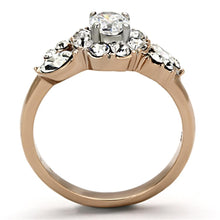 Load image into Gallery viewer, Womens Rings Two-Tone IP Rose Gold 316L Stainless Steel Ring with AAA Grade CZ in Clear TK1164 - Jewelry Store by Erik Rayo
