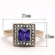 Load image into Gallery viewer, Womens Rings Two-Tone IP Rose Gold 316L Stainless Steel Ring with AAA Grade CZ in Tanzanite TK1162 - Jewelry Store by Erik Rayo
