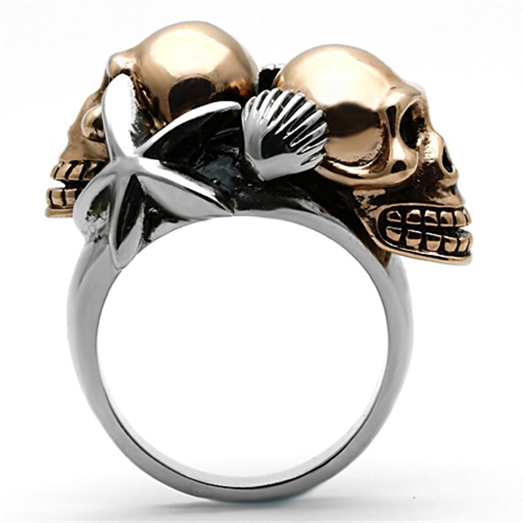 Womens Rings Two-Tone IP Rose Gold 316L Stainless Steel Ring with Epoxy in Jet TK1119 - Jewelry Store by Erik Rayo