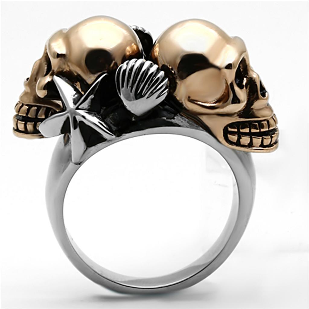 Womens Rings Two-Tone IP Rose Gold 316L Stainless Steel Ring with Epoxy in Jet TK1119 - Jewelry Store by Erik Rayo
