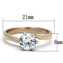 Load image into Gallery viewer, Womens Rings Two-Tone IP Rose Gold Stainless Steel Ring with AAA Grade CZ in Clear TK1161 - Jewelry Store by Erik Rayo
